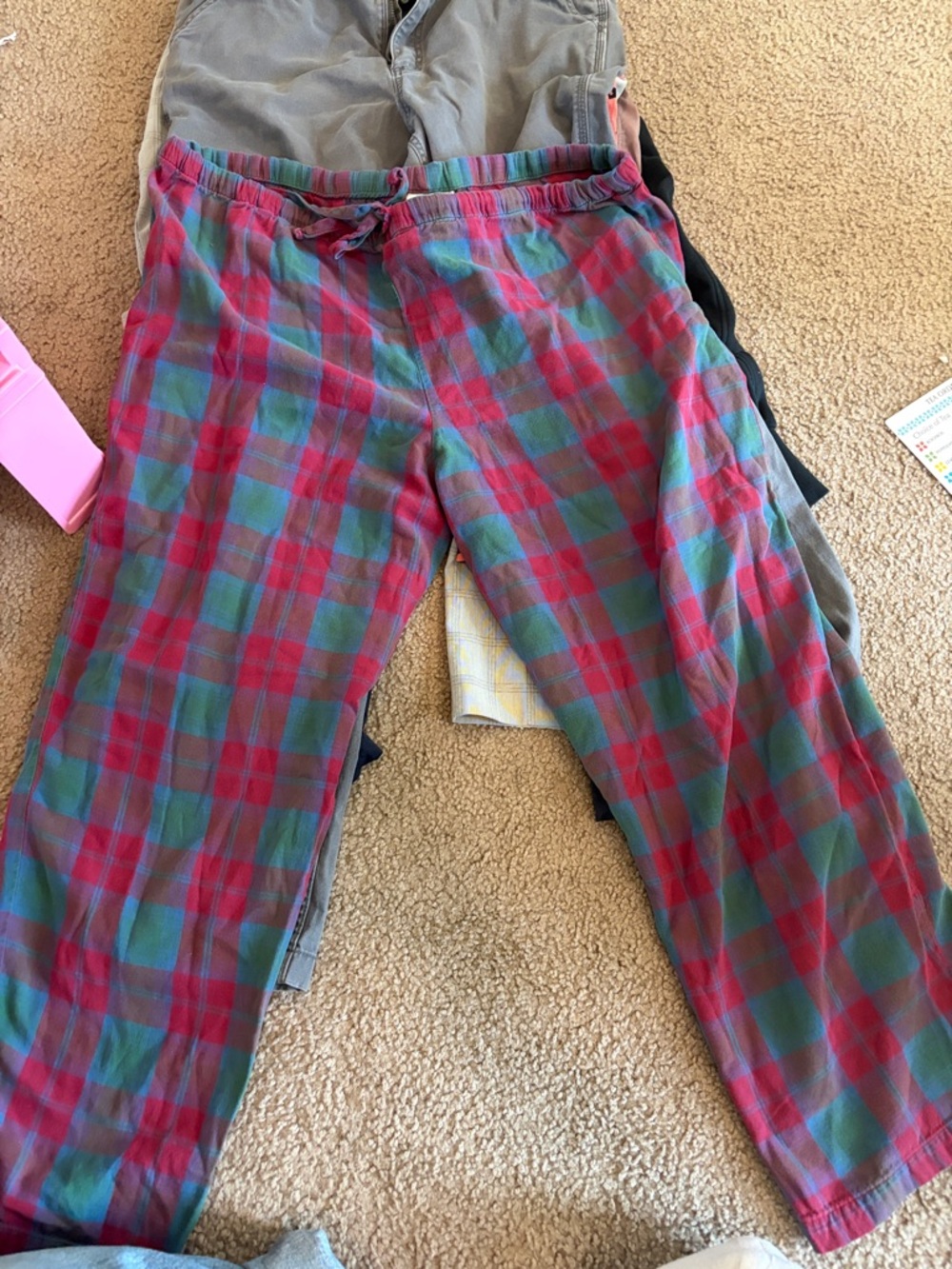 CL1 Walt Disney World Men’s Lg Vintage Red and Teal Plaid Lounge PJ Pants